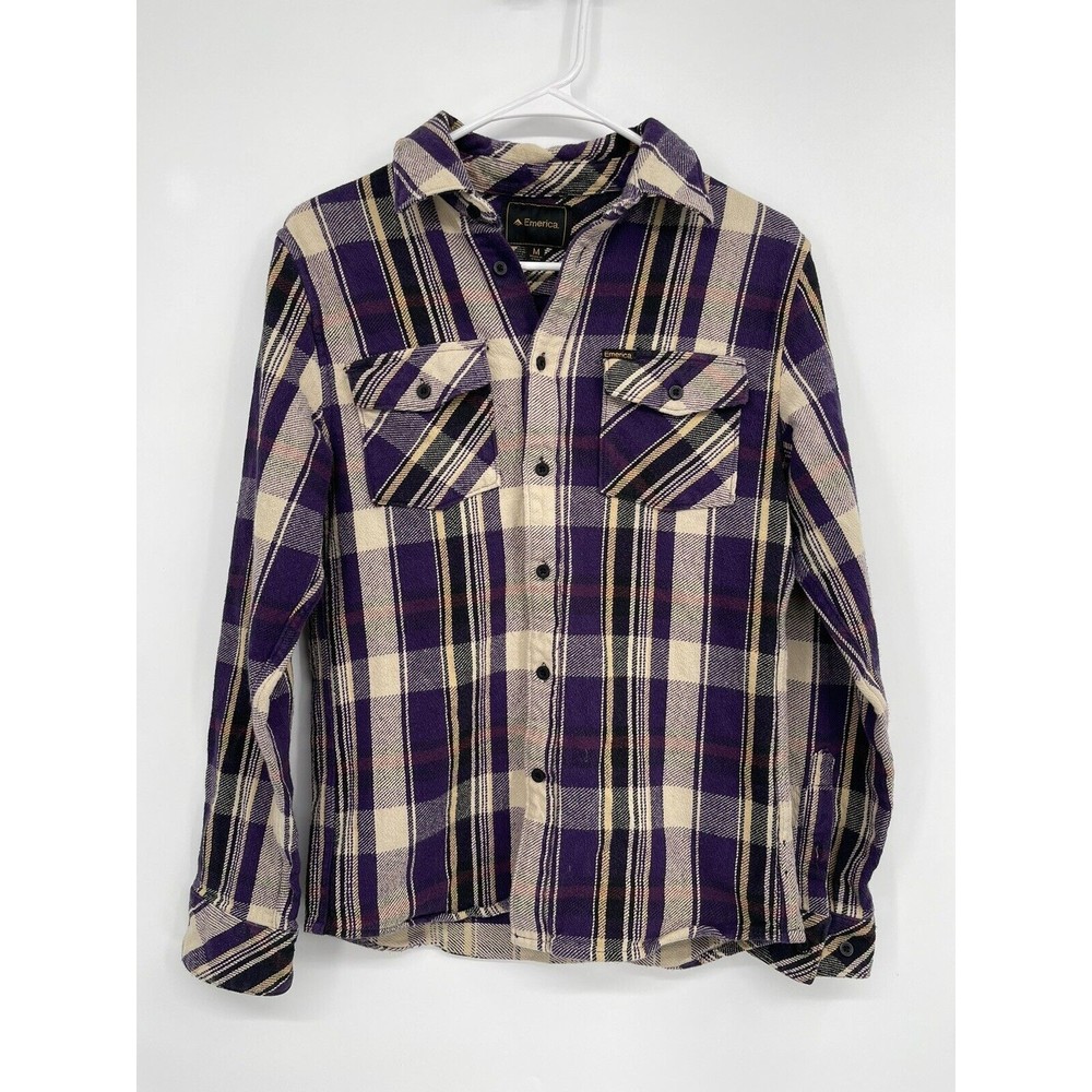 Emerica Medium Flannel Shirt Women Purple Plaid Excellent Long Sleeve Skate